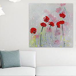 red poppies, poppy painting, large painting