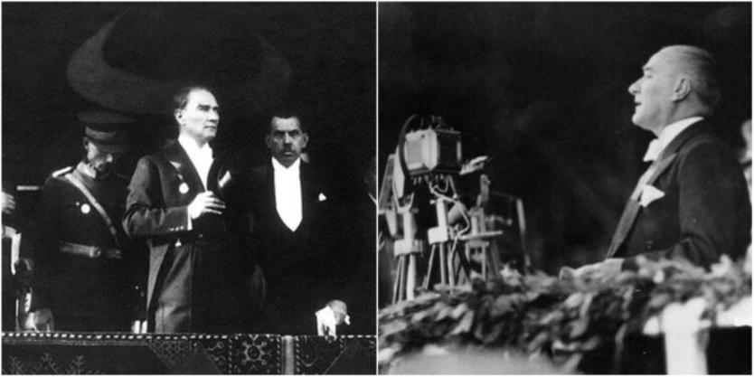 Atatürk halk önünde tüm Dünya'ya seslenirken - Mehmet Gezer
