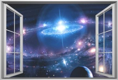 Starry Sky Planet Window View Wall Sticker
