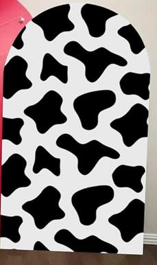 BLACK & WHITE COW BACKDROP ARCH COVER FOR RENT