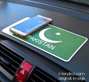 car dashboard phone holder mat in pak flag pti pmln honda toyota logos