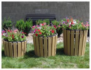 brown commercial round planters