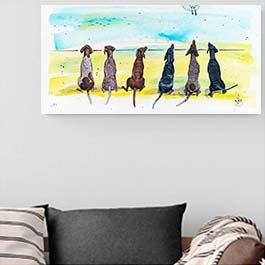 German shorthaired pointers, dogs, GSP, beach scene,