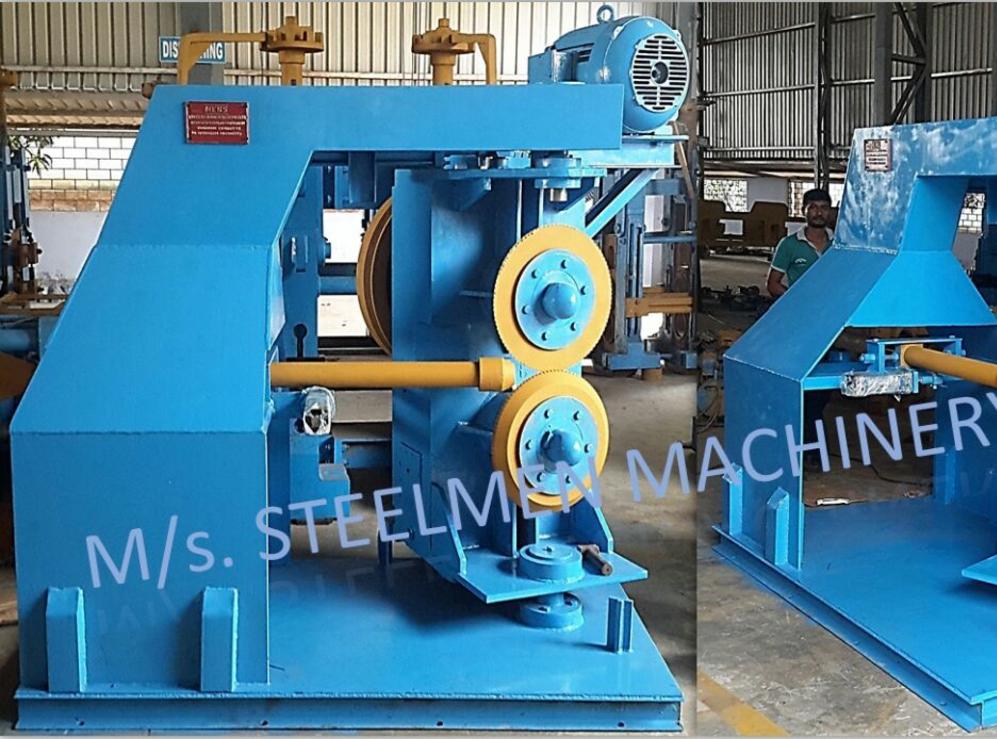 Y-TABLE FOR ROLLING MILLS, OIL LUBRICATION SYSTEM (Capacity - 50 LPM to 300 LPM), AUTOMATIC BUNDLING MACHINE, Hot Billet Shear, Billet Charging Grate, Flywheel, Gear Boxes, Mill Stands, Shearing Machines, Conveyor Rolls, Spindle Carrier, Pinch Rolls, Tilting Tables, Twin Channel, TMT Quenching System, Tail Breaker Pinch Rolls, Oil Lubrication System, Guide Box & Twist Pipes Mechanical Pusher, Mill Accessories, TMT Chain Transfer System, Recuperators, Cooling Tower, gear coupling, universal spindles, steel rolling mill, rolling mill items, steel plant machineries, steel plants, CCM, Continuous casting machine, steel melting, steel makers, leju Thomas, 9310524787, Gear boxes, Pinion stands, Rolling mill Stands on Fiber& bearings, Roller tables, Tilting tables, Y tables, Guide boxes, Chocks, Couplings, Spindles, Rotary shears, Flying shears, Cantilever type pinch Rolls, Tail Breaker pinch Rolls, Quenching Systems (for 8-16 mm, 16-25 mm, & 25-32 mm), Twin channel, Hot Rolling Mills, Shears, Automatic Cooling Bed, Quenching Boxes, Twin Channel Machine, Mill Stands, Cold Rolling Mills, Gear Couplings, Industrial Gear Box, Punching Cropping Machine, Hot Saw, Transmission Tower Machinery, Chain Transfer Systems, Product Design Development, Hot Rolling Mills Bar Rolling Mill Hot Rolling Mill Equipment Slit Rolling Mill Shears Flying Shear Crank Shear Continuous Rotating Shear Disc & Drum Shear Automatic Cooling Bed Quenching Boxes TMT Quenching Boxes Twin Channel Machine Industrial Gear Box Helical Gear Box Rolling Mill Gear Boxes Mill Stands Rolling Mill Stands TMT Mill Stands Housingless Mill Stands Cold Rolling Mills Gear Couplings Gear Jobwork Punching Cropping Machine Hot Saw Traveling type Hot Saw Fixed type Hot Saw Transmission Tower Machinery Chain Transfer Systems Product Design Development, Turnkey Solutions For Hot Rolling Mills Coilers Mill stands Shears & hot saws Twin channel Cooling beds Gear boxes & pinion stands TMT Equipment, Rolling Mill Machines Blade Grinding Machine Hot Saw Machines Straightening Machine Hydraulic Pusher, Hydraulic Cylinders, Ejectors, Hot Rolling Mill Flywheels Gear Boxes Mill Stands Gear Couplings Material Handling Equipment TMT Equipment Cooling Bed Shearing Machines Straightening Machines Spare Parts Of Rolling Mills Other Allied Equipments Bending & Time Machine Workshop Machinery, ♦ Bar Mills ♦ Structural Steel Mill Wire Rod Mill with Bar in Coil Line Rolling Mill for High-Grade Steels Section Mill High Speed Laying Head with Gear Box Crank Lever Shears Crank Shears Housingless Stands Double Crank Shears Rake Type Cooling Conventional Mill Stands Gear Boxes Rod mill block Varioblock Flying Shear • Tail Braking Pinch Roll • Cold Shear, Starting Stock Billets 160 x 160 x 12,000 mm 130 x 130 x 12,000 mm Furnace Group Charging grate, Hot charging, Elevator, Induction online heater Finished product Rebar 8 three-strand slit TMT Rebar 10 two-strand slit TMT Rebar 12-40 mm TMT Flats, angles and channels are possible too Sub-bundles 100-400 kg Master bundles 1 MT-3 MT Furnace Capacity 80 MT/h Main train Single-strand H/V arrangement, two strands are H/V type Roughing train : 4 off Model 600, 2 off Model 440, Free outlet after stand # 2 Intermediate train : 4 off Model 440, 4 off Model 340 Finishing train : 6 x Model 340 Associated shears Loopers : 8 off vertical, 6 off Single strand, 2 off multi strand Capacity 400,000 MT/y Cooling bed group Water quenching line, Thermex Cooling bed shear Cooling bed 66 x 10 m Finished speed 16 m/s (20 m/s) Material grades Carbon steels, Alloyed Structural Steel grades Continuous finishing shop Stationary cold shear 3,000 kN Counting system Small bundle forming 4 off Tying machine Various associated equipment, e.g. stoppers, chain transfers, roller tables, Starting stock Blooms 180 x 180 x 8,000 - 12,000 mm 300 x 300 x 8,000 - 12,000 mm Finished product Rebars 28 - 40 mm Rounds 30 - 100 mm dia. Hexagons 50 - 80 mm Flats 8 x 30 - 60 x 150 H-Beams 100 - 180 mm I-Beams 100 - 200 mm T-sections 75 - 140 mm Channels 100 - 200 mm Angles 80 x 80 x - 200 x 200 mm U-type sections for mine timbering 18U, 25U,29U Bundle/stack length 6 - 24 m Bundle/stack weight 2 - 5 t Furnace capacity 116/143 t/h Annual capacity 700,000 t/y Finishing speeds 6 m/s Material grades Carbon steels, Alloyed structural steel,Antifriction bearing steel Furnace group: Elevator (for hot charging), charging grate,weighscale, descaler, insulated holding tunnel Mill train: Single strand Roughing train 4 x Model 670, 1 x Model 760(V-H-HV-H) Intermediate train: 2 x Model 760, 4 x Model 670(H-H-H-UR-UR-HV) Finishing train: 5 x Model 670 (UR-HV-UR-HV-FUR) Associated shears Loopers: 4 x vertical Cooling bed group: Water cooling line, pinch roll unit Cooling bed shear Cooling bed 84 x 19 m Short-bar collecting device Continuous finishing shop In-line straightening machine (10 rollers) Hot saws: 1 x stationary, 1 x movable Abrasive cutting machines: 1 x fixed, 1 x movable Piling and stacking facilities (magnet-type) Tying machines: 2 x stationary, 2 x movable Various associated equipment, e.g. stoppers, chain transfers, roller tables. upto 150 x 150 x 12,000 mm Finished product: Wire rod 5.5 - 16 mm Rebars Nos. 3, 4 and 5 (as per ASTM) Coils 16 - 42 mm dia. Furnace capacity: 70 t/h Annual capacity: 300,000 t/y Finishing speeds: Wire rod line - 100 (120) m/s Bar in coil line - 13.5 m/s Material grades: Cold-heading steels Reinforcing steels Steels with a carbon content from low to medium Piano-wire PC-wire Free-cutting steel Water cooling line, pinch roll units, bar reels (2x), coil transfer,chain conveyor with retarded and accelerated cooling facilities, transfer unit to Power & Free coil handling system, Starting stock Billets 50 x 100 x 10,000 mm 125 x 125 x 11,400 mm Finished product Rod 5.5 - 13.5 mm dia. Bars 11 - 57 mm dia. Flads 22 - 120 mm, 5 - 12 mm thick Bundle/stack length 3 - 8.5 m Bundle/stack weight 0.5 - 3 (5) t Furnace capacity up to 60 t/h Material grades High-grade structural steels 34 Cr 4, 60 SiMn7, 42 CrMo4 Antifriction bearing steels 100 Cr 6, 100 Cr 2, 100 CrMo 7 3 Material grades Tool steels X 210 Cr 12, X 38 CrMoV 5 1, 55 CrNiMoVS 4 2 4 Acid-resistant and heat-resistant steels X 5 CrNiMo 18 11, X 2 CrNiMo 19 13,X 20 CrNiSi 25 4 High-speed steels X 79 Wco 18 5, X 82 W Mo 6 5 5 Special alloys X 55 CrMnNiN 20 8,X 45 CrSi 9 3 X 3 CrNiMoNbN 23 17 The complete range of steel grades includes approx. 300 different grades Furnace group: Charging grate, cross transfers, weighscale, descaler (2x), heatholding tunnel Mill train: Single strand, H/V - arrangement Roughing train: PSW and 6 x Model 440 Intermediate train: 4 x Model 440, 2 x Model 340 Finishing train: 4 x Model 340 Kocks-block 8-stand wire rod block for high grade steels 3 x 215/ 5 x 170 Associated shears Loopers: 7 x vertical, 1 x horizontal Cooling bed group: Water cooling line, pinch roll unit Cooling bed shear Cooling bed 57 x 5 m Continuous finishing shop: Abrasive cutting machine Piling and stacking facilities (non-magnet type) Tying machines: 1 x fi xed, 1 x movable various associated equipment, e.g. stoppers, chain transfers, roller tables etc. Rod finishing equipment: Water cooling and equalizing sections, pinch roll unit,laying head Ring conveyor for retarded and accelerated cooling reforming tub Pallet-type coil handling system, compacting & tying units,weighscale, unloading station Reel plant Water cooling and equalizing sections, Pinch roll units, Bar reels: 2 x, Transfer equipment to pallet-type coil handling system, Omsairam Steel & Alloys Pvt. Ltd., Bhagyalaxml Rolling Mills Pvt. Ltd., Kalika Re-rollers Pvt. Ltd., Parvati Alloys (P) Ltd., MITC Rolling Mills (P) Ltd., Maharashtra Steel Rolling & Engg Co. Chimanlal Vijay Kumar Steels Pvt. Ltd, Bhagwati Ferro Metals (P) Ltd, Balbir Rolling Mills Ltd. Quartz Metals Inds., Metro Alloys Ltd., Pushpak Steel Inds. Pvt Ltd., T. k. Ispat Pvt Ltd., Allied Ferromelt Pvt Ltd., Bhagwati Steel Cast Ltd., R. L. Steels Ltd., Guardian Steels Pvt. Ltd., Shri Karvir Nivasini Mahalakshmi Ispat Pvt. Ltd., Khatu Shyamji Steel Rolling Mills Pvt. Ltd., Kunal Ispat & Alloy Inds. Pvt Ltd. Sun Metallics & Alloys Pvt. Ltd, Hans Ispat Ltd. Shri Khatu Shyam Industries, Rajuri Steel Pvt. Ltd, Shree Om Steel Rolling, Air Carrying Corpn (I) Ltd., titan Alloys Ltd. Sunflag Iron & Steel Co. Ltd., Sharda Ispat Ltd., Fortune Metaliks Ltd., Sharda Shree Ispat Ltd., R. K. Structures Pvt. Ltd., Sanvijay Industries Pvt. Ltd., Shivali Udyog (I) Ltd., S.D. Bansal Iron & Steel Pvt. Ltd., Inertia Iron & Steel Inds. Pvt. Ltd., Nalwa Steel & Power Ltd., Shilpa Re-rollers Ltd., Sri Jai Balaj Steel Rolling Mills Ltd., Petropol India Ltd. Galwalia Ispat Udyog Pvt. Ltd. Crest Steel & Power Pvt. Ltd. Himalayan Rolling Steel Industries Pvt. Ltd., Shree Balaji Pigments Pvt. Ltd., Upper India Steel Mfg. & Engg. Co. Ltd., Capital Ispat Ltd., Barnala Steels Inds. Ltd., Shri S.S. Shyam Steels Pvt. Ltd. Fortune Metals Ltd. Rathi Udyog Ltd., M/s. Gallantt Ispat Lyd., Gemini Merchandise Pvt. Ltd., Jagdamba Rolling Mills, Shree Krishna Steel Rolling (Jaipur) Ltd. Modi Steels, Usha Martin Inds. Prince TMT Steels Pvt. Ltd., Dindigul Iron & Steel Co (P) Ltd. ARS Metals Ltd. V.V. Iron & Steel Company Pvt Ltd. Jairaj Ispat Ltd., Pioneer Torsteel Mills (P) Ltd., Devshree Ispat Pvt. Ltd., Vaibhav Merchantile Ltd., Maa Mahamaya Inds. Pvt. Ltd., Chitrakoot Metal Ltd. P. R. Rolling Mills Pvt. Ltd. Shree Aravindh Steels Ltd. Shyam Steel Industries Ltd. Shri Ramrupai Balaji Steels Ltd. Adhunik Ispat Pvt. Ltd. Durgapur Steels Ltd. B. M. A. Stainless Ltd. Zion Steel Ltd. Shree Metaliks Ltd. Usha Martin Ltd. Shyam Sel Ltd. Maithan Steel & Power Ltd.