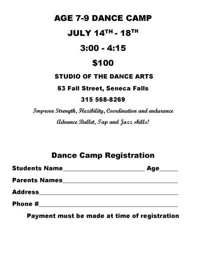 2025 7 to 9 Summer Dance Class Registration