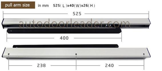 pull arm size automatic door size