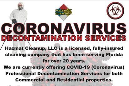 coronavirus decontamination services covid-19 disinfecting in Volusia County, FL