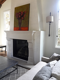Cast Stone Fireplace Mantel with picture above