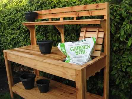 Cedar garden bench, potting bench
