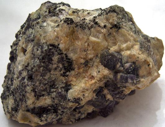 Blue gray Corundum Sapphire crystals, Baddeleyite, Biotite mica, Bozeman Corundum Co. Mine, Gallatin Gateway, Gallatin County, Montana, USA, ex Rutgers Geology Museum
