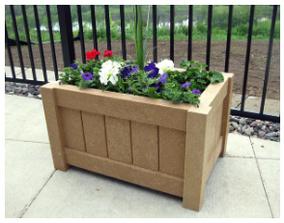 brown commercial square planters