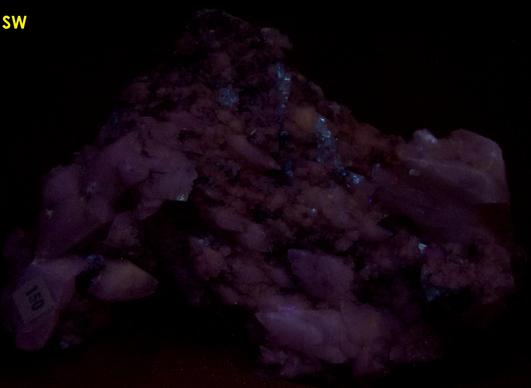 fluorescent CALCITE, Ruby Jack SPHALERITE, QUARTZ, GALENA - Joplin Field, Tri-State District, Jasper County, Missouri, USA - ex John Kohnowich, ex Robert Batić