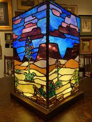 I "West Texas Centurions" landscape stained glass lamp