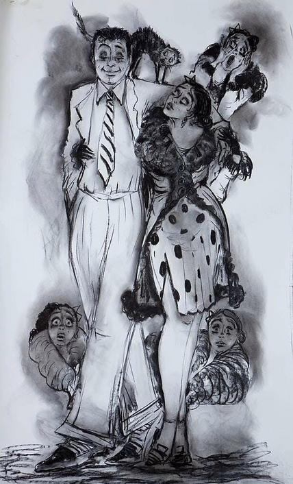 The Moment She Realised She'd Married an Idiot - Charcoal on Paper 150 x 70 cm