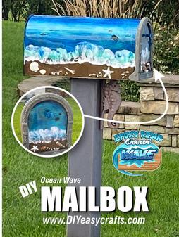 DIY Ocean Wave Nautical Mailbox from www.DIYeasycrafts.com