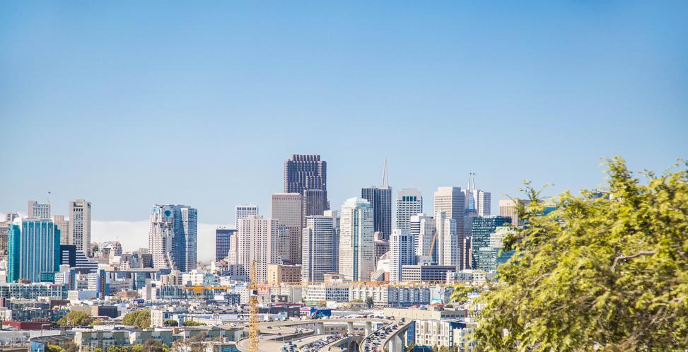 san francisco bay area skyline landscape blue sky