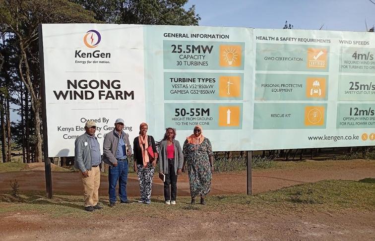 The delegation learnt about wind energy at Ngong Wind Farms