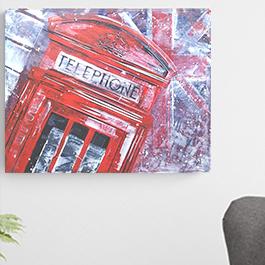 acrylic painting, london painting, telephone box, call box painting
