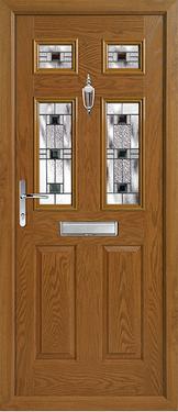 2 panel 4 square composite door in light wood