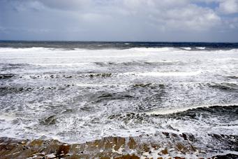 Beach with rolling waves