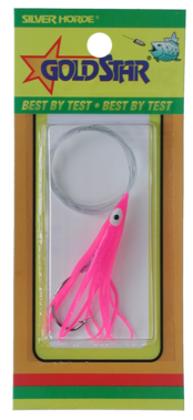 SILVER HORDE 10928142 Gold Star Mini Squid Green/Glow Rigged, Soft