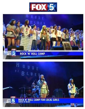 Two photos by Fox 5 News of girls performing on stage at the House of Blues