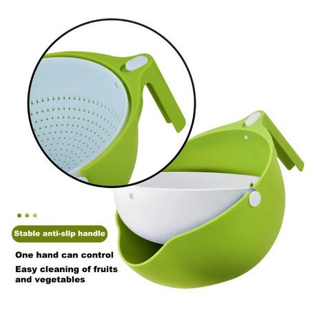 Drain Bowl Double Basket for Rice Washing Noodles Vegetables Fruit Colander in Pakistan for use at sink in kitchen with Handle