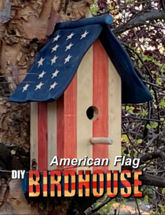 DIY Carved wood American Flag Birdhouse from DIYeasycrafts.com