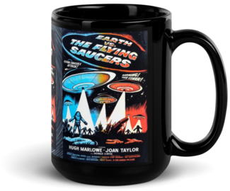 Earth vs The Flying Saucers Black Glossy ​Coffee/Tea Mug by Spiz