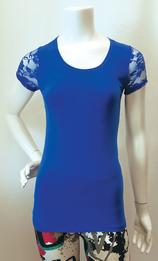 SL404 Cotton Spandex Round Neck with Lace Short Sleeve & Back Lace