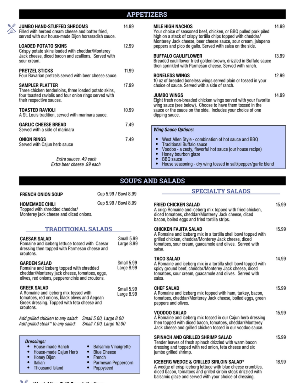 Menu Page 1