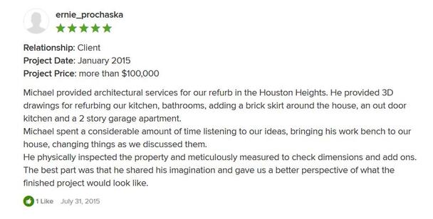 Ernie Prochaska Houzz 5 Star Review