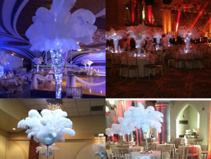 Centerpiece Rental Flowers Ostrich Feathers Crystals Candelabras ...