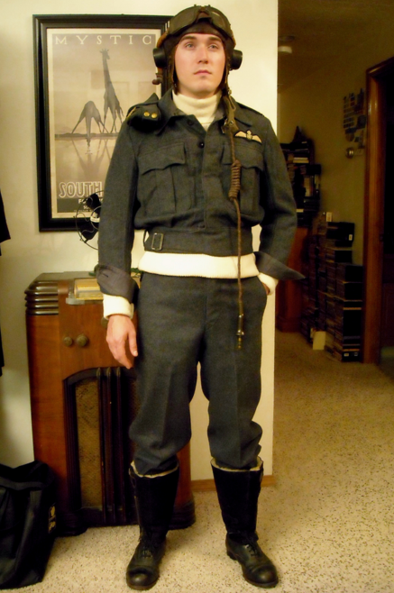 WW2 RAF flight officer in gear