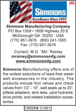 Simmons Manufacturing, Water Well Accessories