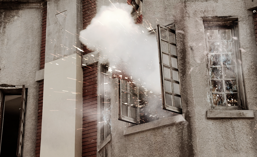 WW2 grenade explodes in French WW2 building window