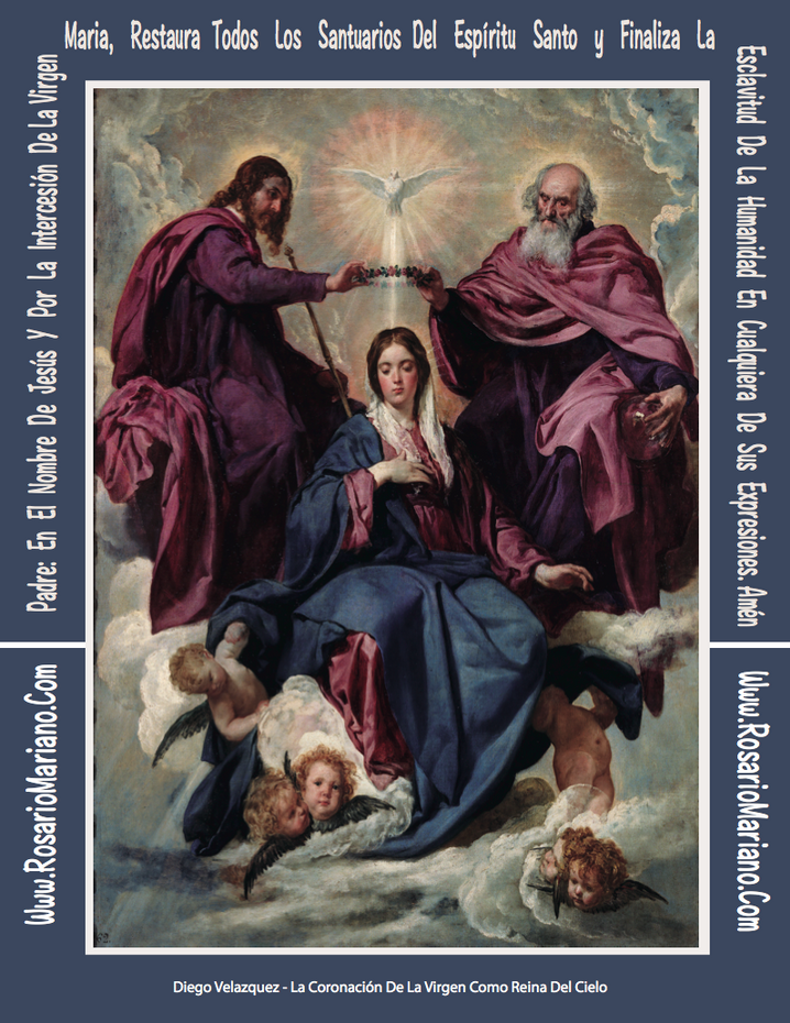 PLANTILLA QUINTO MISTERIO GLORIOSO: LA CORONACION DE LA VIRGEN MARIA COMO REINA DEL CIELO - LA ESPADA DEL ESPIRITU SANTO: LA PALABRA DE DIOS Y LA ESPADA ESPIRITUAL DE LA VIRGEN MARIA: EL SANTO ROSARIO; FUNDIDAS CON LA ORACION DE CORAZON DE ROSARIO MARIANO