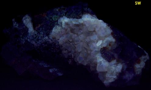 fluorescent CALCITE crystals - National Limestone Quarry #2, Lime Ridge, Mount Pleasant Mills, Perry Township, Snyder County, Pennsylvania, USA