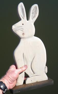 How to easily make a DIY wood Easter Bunny. FREE step by step instructions. www.DIYeasycrafts.com
