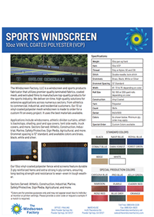 Sports Windscreen 10oz One-Sheet PDF