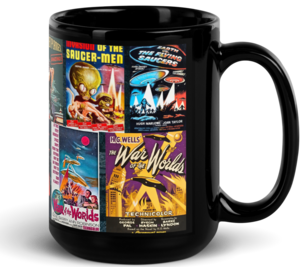 Retro Alien Montage Black Glossy ​Coffee/Tea Mug by Spiz