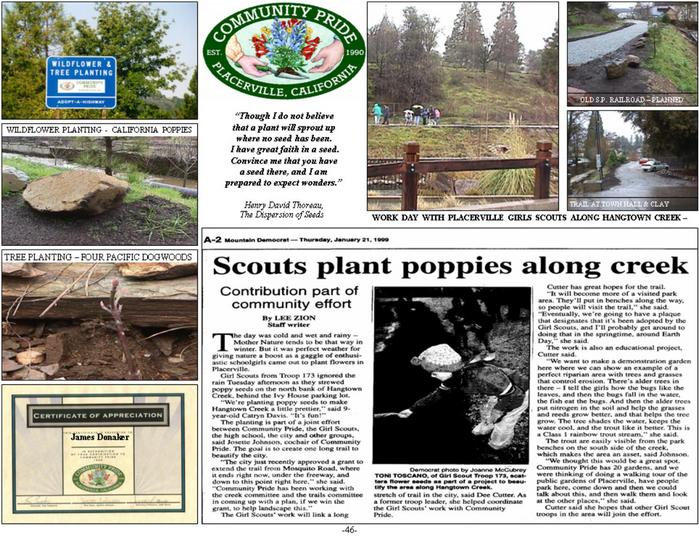 Hangtown Creek Poppy Seeding Earth Day Placerville Community Pride Volunteers Archives Josette Johnson http://www.josettejohnson.com