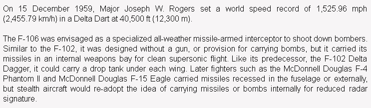 wiki background for 4D model of Convair F-106 Delta Dart