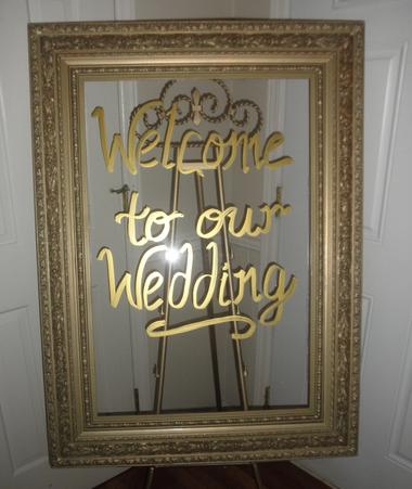 Gold frame acrylic signage for your wedding day.
