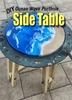 DIY Ocean Wave Porthole Side Table