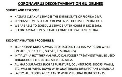 coronavirus decontamination guidelines covid19 decontamination guidelines