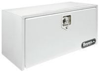 White steel toolbox with stainless steel handle