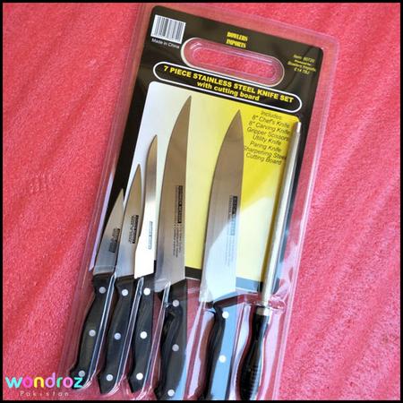 7 Pieces Stainless Steel Knife Set with cutting Board in Pakistan Islamabad