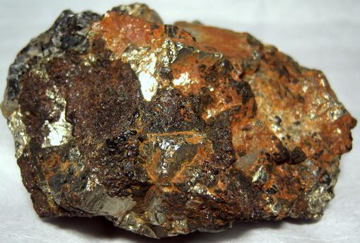 golden PYRITE and brown GARNET, MAGNETITE, CALCITE - Sulphur Hill Mine (Sulfur Hill Mine), Andover Township, Sussex County, New Jersey, USA