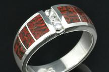 Dinosaur bone rings and wedding rings in sterling silver by Hileman Silver Jewelry.